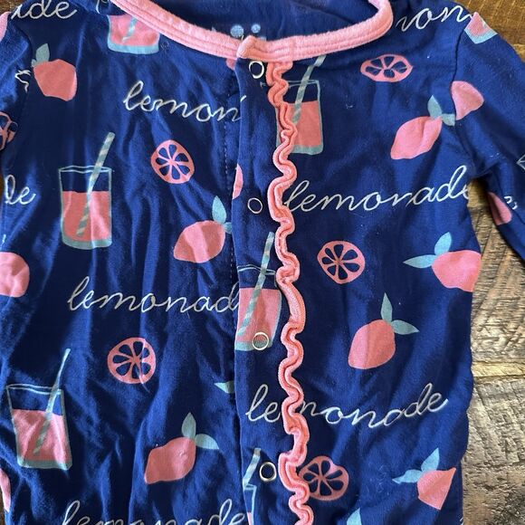 KicKee Pants Size 12-18 Months Bamboo Coverall Full Zip Blue Pink Lemonade - Picture 4 of 6